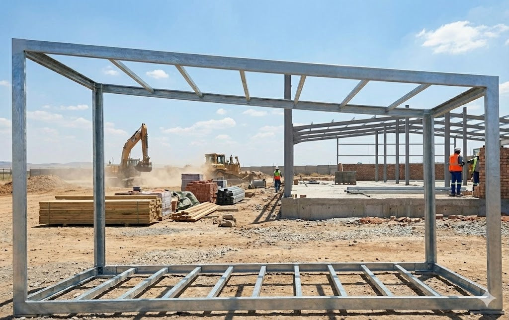 Modular steel building frame Skillion Roof Prefabricated Frame System