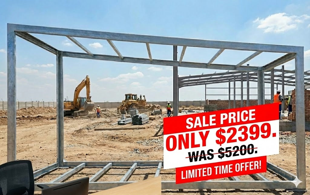 Modular steel building frame Skillion Roof Prefabricated Frame System